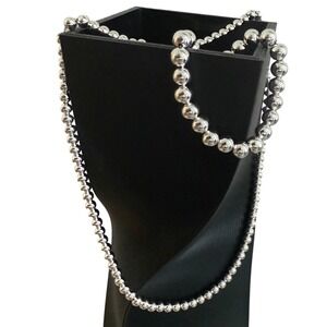 Silver Tone Beaded Necklace & Bracelet Set Light Magnetic Fashion Jewelry